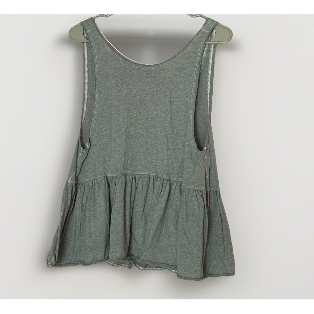 Free People We The Free Tank XS Charcoal Grey Boho Ruffle Cotton Boho Oversized